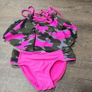 Pink and Gray Camo Kids Bikini